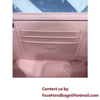 chanel Shiny Crumpled Calfskin, Strass  &  Ruthenium-Finish Metal Clutch with Chain AP3593 pink 2023